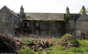 Faded glory: Whitehall Manor into the Scottish Borders is in the marketplace for just £1. But before prospective buyers begin searching around behind the sofa cushion, it is therefore derelict it requires a £1.2m refurbishment
